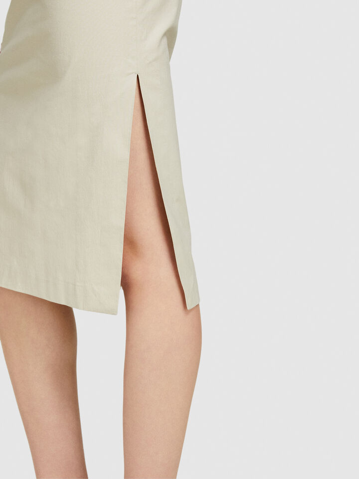 Slim fit dress with rouching - women's midi dresses - Beige | Sisley image number 5